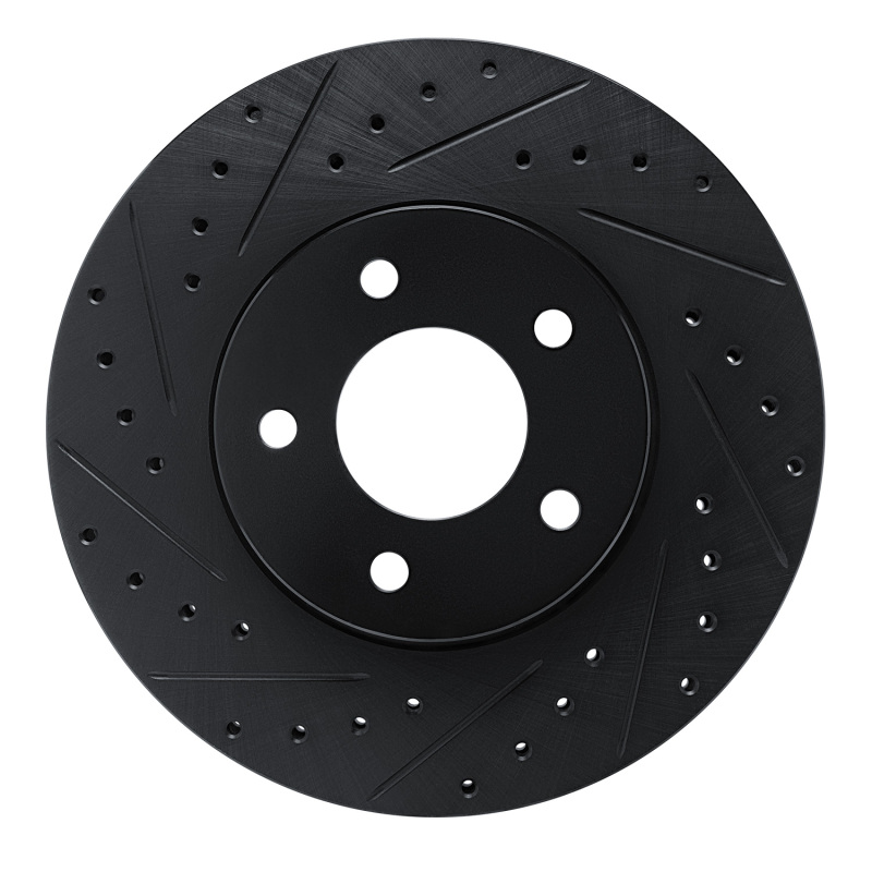 Buick Rendezvous Brake Rotor (1) - Front Left - R1 Concepts - Drilled & Slotted - Black - `01-`07